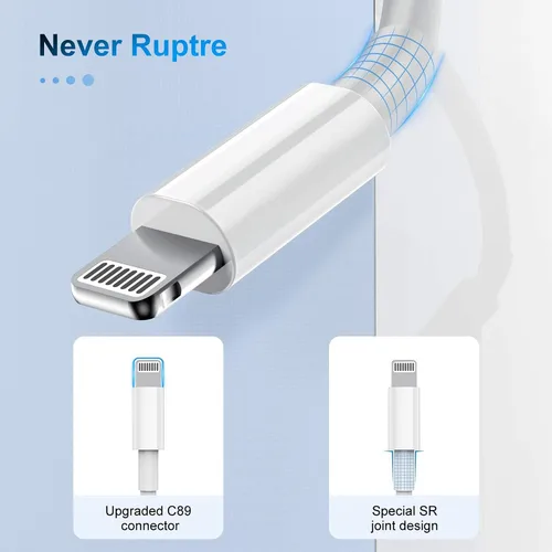 Miniatura 5 de Paquete de 3 cables de 10 pies con certificación MFi de Apple, cable largo de carga, Lightning a USB, carga rápida de 2.4 A, para iPhone 12/11/11