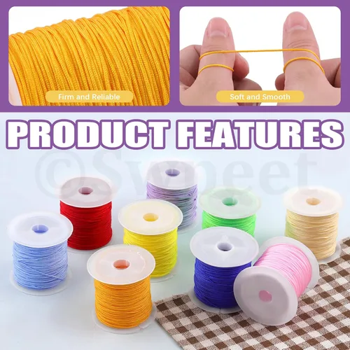 Miniatura 3 de Swpeet Juego de 20 cuerdas de nailon multicolor de 0.035 in 65.6 ft, hilo de nailon para cuentas trenzadas, cuentas, collares, manualidades
