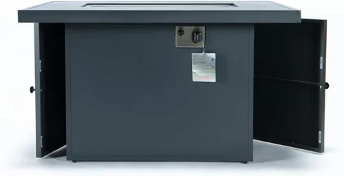 Miniatura 9 de LeisureMod Chelsea - Fogata de propano de 44 pulgadas, 55,000 BTU de encendido automático con tapa, protector contra el viento y piedras
