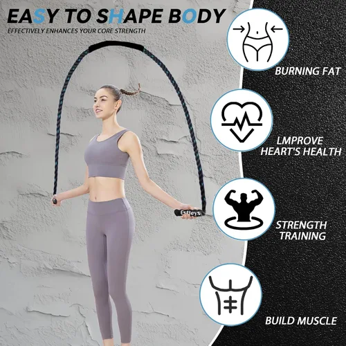 Miniatura 4 de Cuerda de saltar pesada de 5 libras para hombres y mujeres, cuerda de saltar pesada para adultos, cuerdas de saltar pesadas para entrenamiento