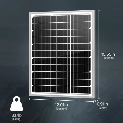 Miniatura 2 de Newpowa Módulo fotovoltaico monocristalino de panel solar de 20 W 12 V diseñado para sistema de 12 V fuera de la red RV, barco, cámper, remolque