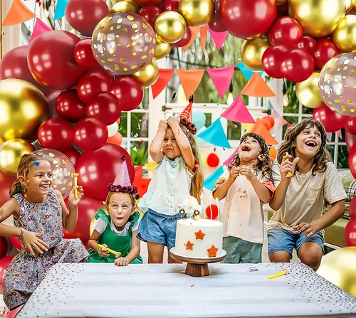 Miniatura 6 de Kit de guirnalda de arco de globos dorados burdeos, 123 globos metálicos de confeti para cumpleaños, aniversarios, Año Nuevo, compromisos, bodas