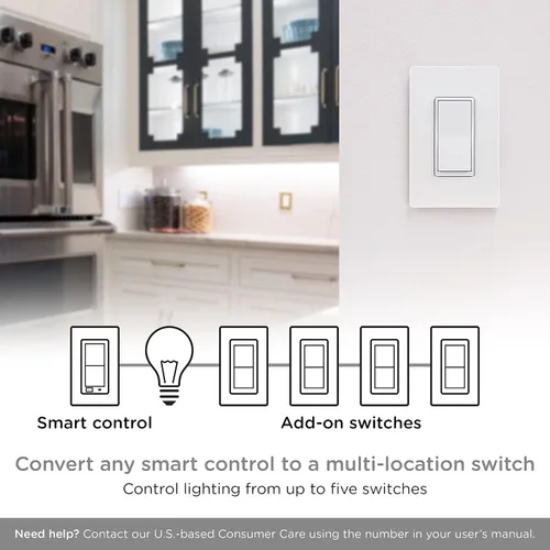 Miniatura 3 de Interruptor de complemento Enbrighten QuickFit y SimpleWire, paleta de interruptor de palanca de pared, controles de iluminación inteligente
