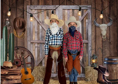 Miniatura 3 de Fondo de vaquero occidental de 10 x 10 pies, suministros para fiestas, decoración del salvaje oeste, decoración rústica de madera para casa