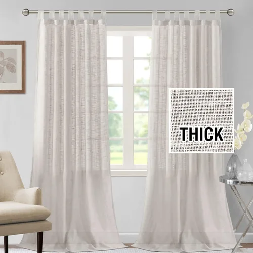 Miniatura 2 de H.VERSAILTEX Cortinas de mezcla de lino para sala de estar, con pestaña superior, eficiencia energética, filtrado de luz
