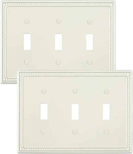 Miniatura 118 de Paquete de 4 placas de cubierta para interruptor de luz de palanca individual, cubiertas decorativas de perlas, placa de pared de metal almendra