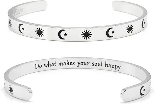 Miniatura 30 de Dczosily Pulseras inspiradoras para mujer, de acero inoxidable, pulseras motivacionales, regalos personalizados para mejores amigas