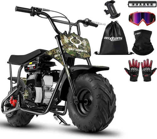 Miniatura 13 de Oryxearth Mini bicicleta de tierra todoterreno de 105cc de 4 tiempos, 28mph, a gasolina con transmisión automática y arranque de tirón para adultos