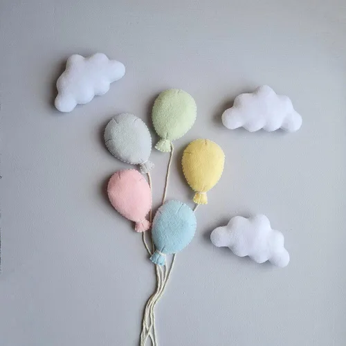 Miniatura 3 de Juego de accesorios de fotografía para recién nacidos, 5 globos de fieltro y 3 nubes para sesiones de fotos de bebés, niños y niñas, accesorios de 5