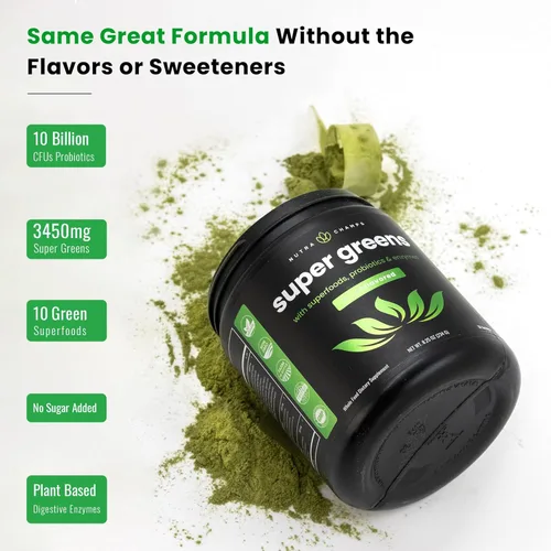 Miniatura 8 de NutraChamps Super Greens Powder Premium Superfood Más de 20 alimentos integrales vegetales verdes orgánicos Hierba de trigo, espirulina