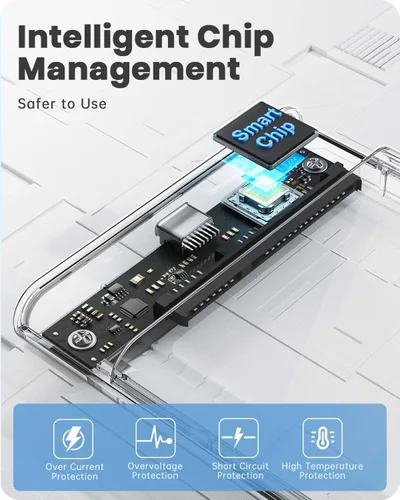 Miniatura 4 de POSUGEAR Caja externa para disco duro de 2.5 pulgadas, 6Gbps USB C 3.1 Gen 2 a SATA III sin herramientas, caja externa transparente para SSD HDD
