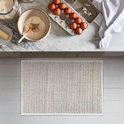 Miniatura 2 de Artoid Mode Alfombra Antideslizante Lavable a Máquina Beige y Gris, Alfombras de Cocina Suaves Absorbentes y Resistentes a las Manchas
