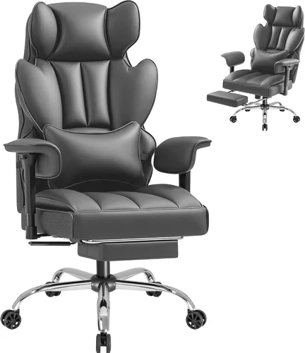 Miniatura 8 de Furmax Silla de oficina grande y alta, silla de juegos de respaldo alto con reposapiés para personas pesadas, silla de oficina ergonómica cómoda