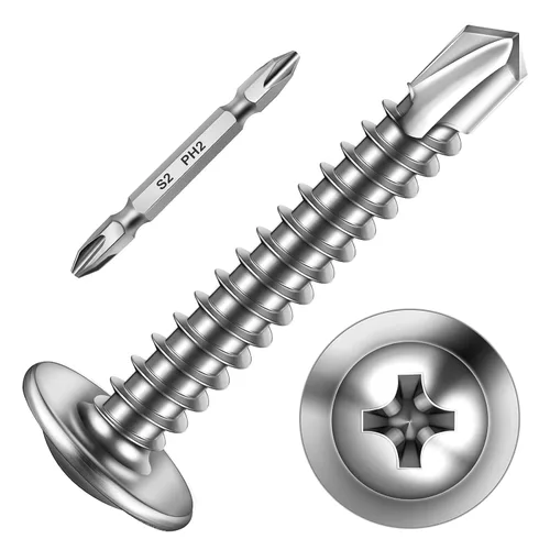Miniatura 30 de Mywish 200 tornillos autorroscantes negros #10 × 1 pulgada para metal, 410 tornillos de metal negro de óxido de tornillo de acero inoxidable