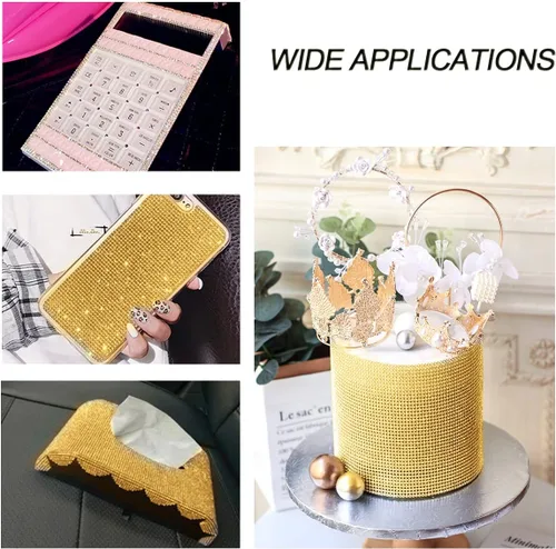 Miniatura 3 de 2 rollos/4 yardas de cinta autoadhesiva de diamantes de imitación de cristal, calcomanía de diamantes de imitación para decoración de auto y regalo