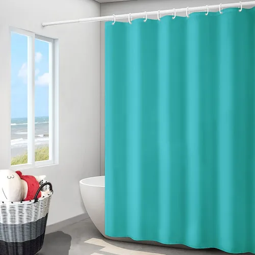 Miniatura 8 de LLSCL Cortina de ducha de tela azul con contrapeso inferior, calidad de hotel impermeable, 72 x 72 pulgadas, lavable a máquina Azul marino