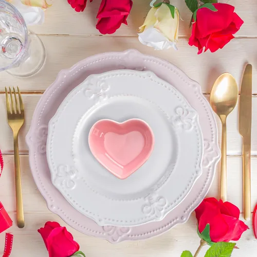Miniatura 5 de Dandat 24 platos de salsa de soja en forma de corazón, mini cuencos de cerámica pequeños platillos pequeños, lindos platos multiusos