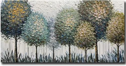 Miniatura 13 de V-inspire Arte, pintura al óleo moderna pintada a mano de 30 x 45 pulgadas, ramo completo de flores, lienzo acrílico abstracto, decoración de pared