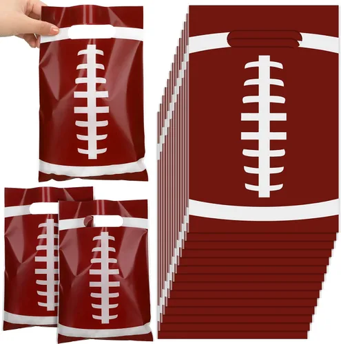 Miniatura 8 de Sinmoe 50 bolsas de regalo de baloncesto con asa, bolsas de plástico para regalos de fiesta de baloncesto, bolsa de dulces para niños y hombres