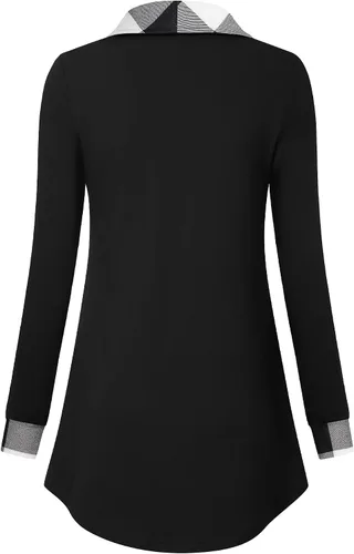 Miniatura 2 de VALOLIA Sudadera casual de manga larga con cremallera y solapa para mujer, túnica a la moda