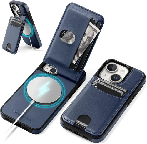 Miniatura 30 de SkyEagle Funda compatible con Magsafe para iPhone 13 Pro Max con soporte para tarjetas, función atril, bloqueo RFID, ranuras para tarjetas