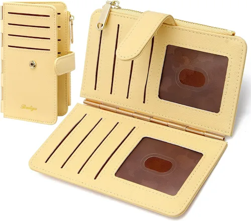 Miniatura 8 de Badiya Tarjetero de crédito para mujer, cartera RFID para mujer, organizador de tarjetas plegable delgado con funda para múltiples tarjetas