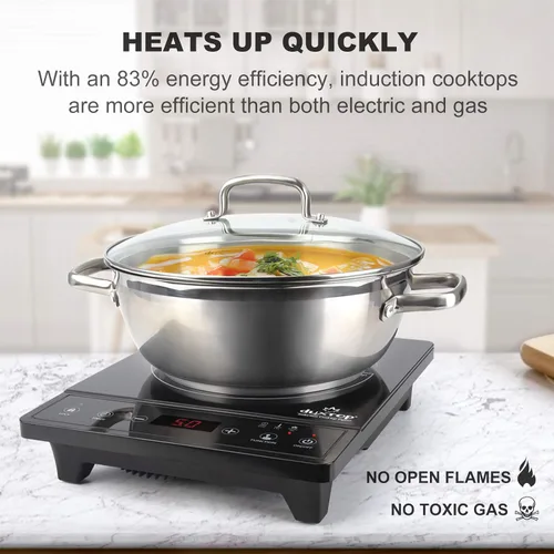 Miniatura 3 de Duxtop - Parrilla de inducción portátil, quemador de encimera, quemador de inducción con temporizador y sensor táctil, 1800W 8500ST E210C2