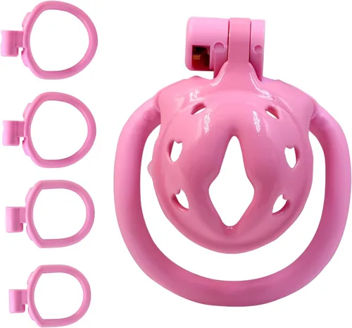 Miniatura 9 de Jaula de castidad Sissy Peso ligero Jaula para el pene de ABS+Resina Dispositivo de castidad Juguetes sexuales para adultos con 4 anillos