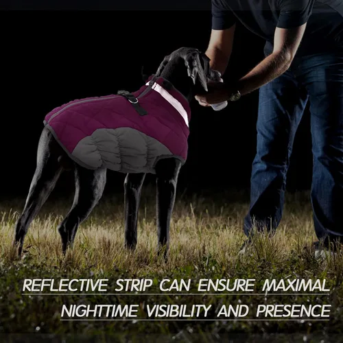 Miniatura 5 de FUAMEY - Abrigo para perro, color rosado, de piel sintética, cuello alto, con cremallera, impermeable, reflectante, resistente al viento, ajuste