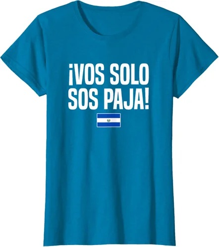 Miniatura 86 de Camiseta Vos Solo Sos Paja Salvadoran Slang Bandera de El Salvador, Negro