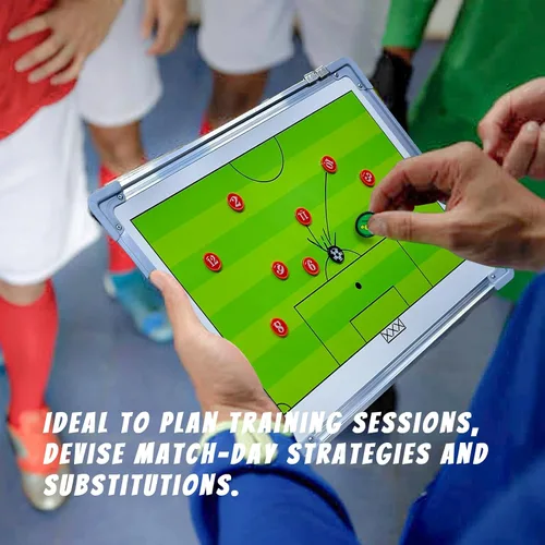Miniatura 7 de PhantomSky Tablero de estrategia profesional portátil de aleación de aluminio para fútbol/fútbol, con marcadores magnéticos, bolígrafo, borrador