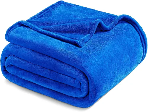 Miniatura 15 de Exclusivo Mezcla Manta de vellón para sofá, cama, súper suave y cálida, para uso en todas las estaciones, acogedora, afelpada, ligera, azul hielo