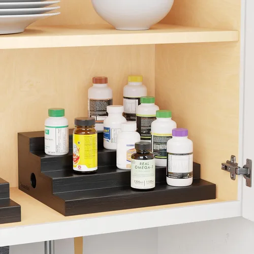 Miniatura 7 de SpaceAid Organizador de especias de bambú para gabinete, despensa de cocina, estante de almacenamiento de especias para organización de gabinetes