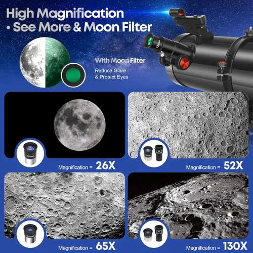 Miniatura 3 de MEEZAA Telescopio, telescopio reflector newtoniano 150EQ para adultos principiantes en astronomía, telescopios astronómicos profesionales