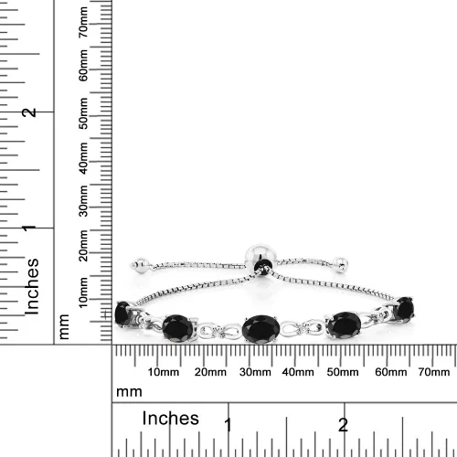 Miniatura 113 de Gem Stone King Pulsera de tenis de diamantes cultivados en laboratorio con piedra natal de 3-6 quilates para mujer, plata de ley 925, ovalada