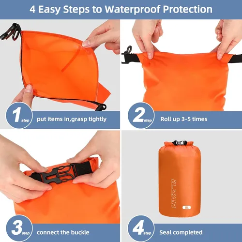 Miniatura 4 de 6 bolsas secas impermeables, bolsas secas ligeras para kayak, impermeables, bolsa impermeable al aire libre para kayak, senderismo, canotaje