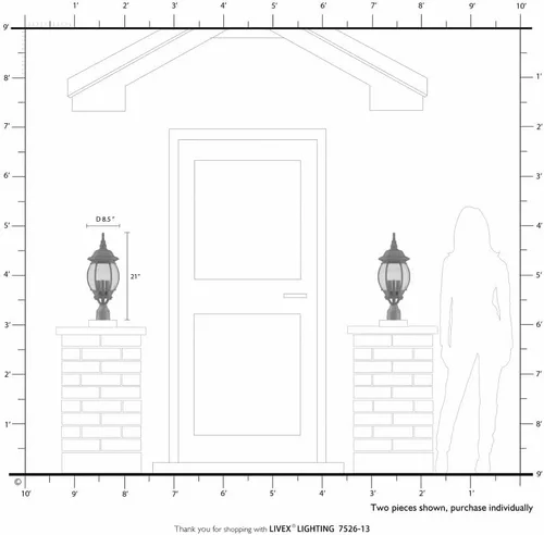 Miniatura 5 de Livex Lighting 7526-14 Frontenac - Lámpara tradicional de 3 luces para exteriores con pantallas de vidrio biselado transparente, 22 x 8 x 22 Negro