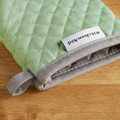 Miniatura 3 de Guantes KitchenAid, mini guantes de horno, de algodón, con agarre de silicona Verde pistacho