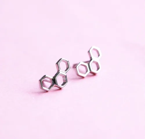 Miniatura 5 de Helen de Lete Preciosos pendientes de plata esterlina con forma de panal, Plata de ley