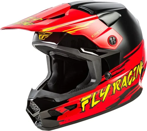 Casco Fly Racing Youth Kinetic Surge - Casco de equitación para bicicleta de tierra, MTB, BMX y motocicleta Negro/Rojo/Amarillo
