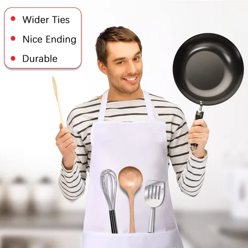 Miniatura 4 de Jiuguva 14 delantales lisos a granel con 2 bolsillos para adultos, delantales de cocina comercial de colores mixtos para cocina, mujeres, hombres