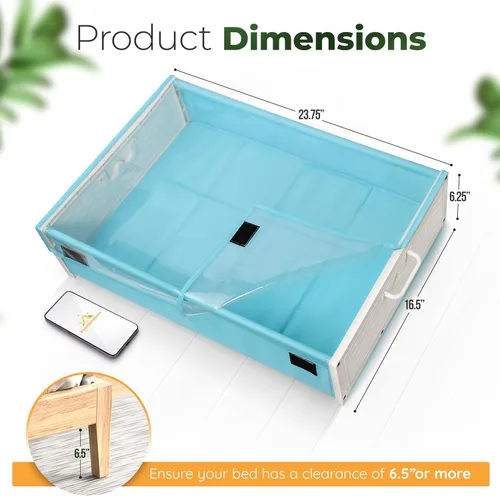 Miniatura 4 de Cajones de plástico para debajo de la cama con ruedas rodantes, contenedores de almacenamiento con asas dobles para un fácil acceso, organizador
