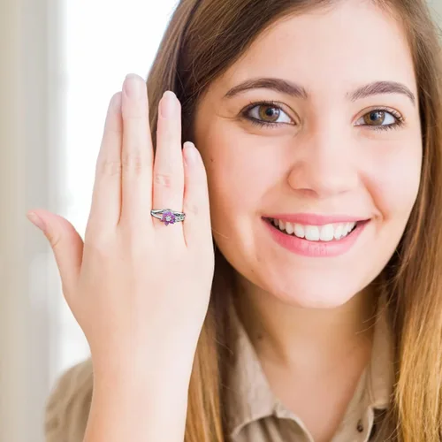 Miniatura 7 de Anillo de compromiso de aniversario para mujer, anillo de ópalo y circonita, anillo de cobre, regalo de cumpleaños de Navidad