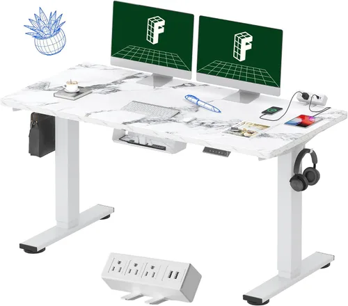 Miniatura 36 de FLEXISPOT EN2 Escritorio de pie de una pieza completa con regleta de alimentación de abrazadera, escritorio eléctrico de altura ajustable de 40 x 24