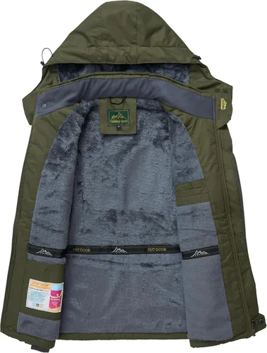 Miniatura 3 de Chaqueta de esquí de invierno para hombre, cálida e impermeable, forro polar, abrigo de nieve con capucha y resistente al viento, impermeable