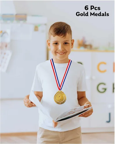 Miniatura 5 de Jauisus 6 medallas de oro para premios, medallas de metal para el primer lugar, estilo olímpico, premios para deportes, fiestas, torneos, premios