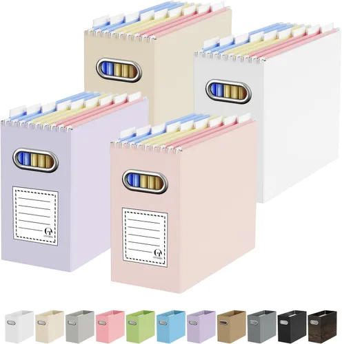 Miniatura 57 de Oterri Caja organizadora de archivos de cartón para colgar carpetas de archivos, tamaño carta, caja de archivos para escritorio de computadora