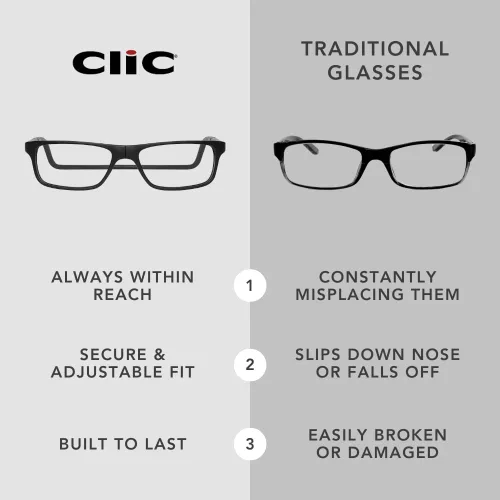 Miniatura 4 de Clic Lentes de lectura magnéticos, lectores ajustables para colgar en el cuello, ajuste seguro con diadema híbrida, tubo ejecutivo