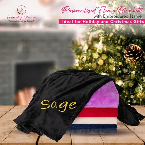 Miniatura 3 de Mantas personalizadas para adultos, manta personalizada con nombre bordado o monograma, funda de manta de forro polar suave para cama y sofá