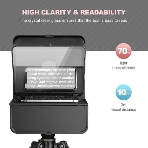 Miniatura 3 de LENSGO TC7S teleprompter portátil para teléfono, teleprompter mini de un segundo con control remoto, aplicación compatible con iPhone y Android